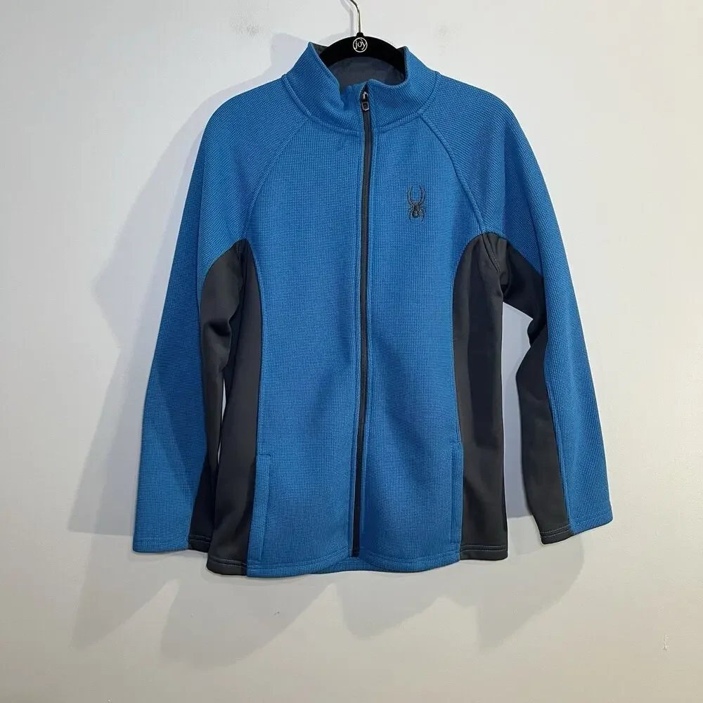 Spyder Full Zip Jacket For Kids Size XL 18-20 Blue And Gray Sweater
